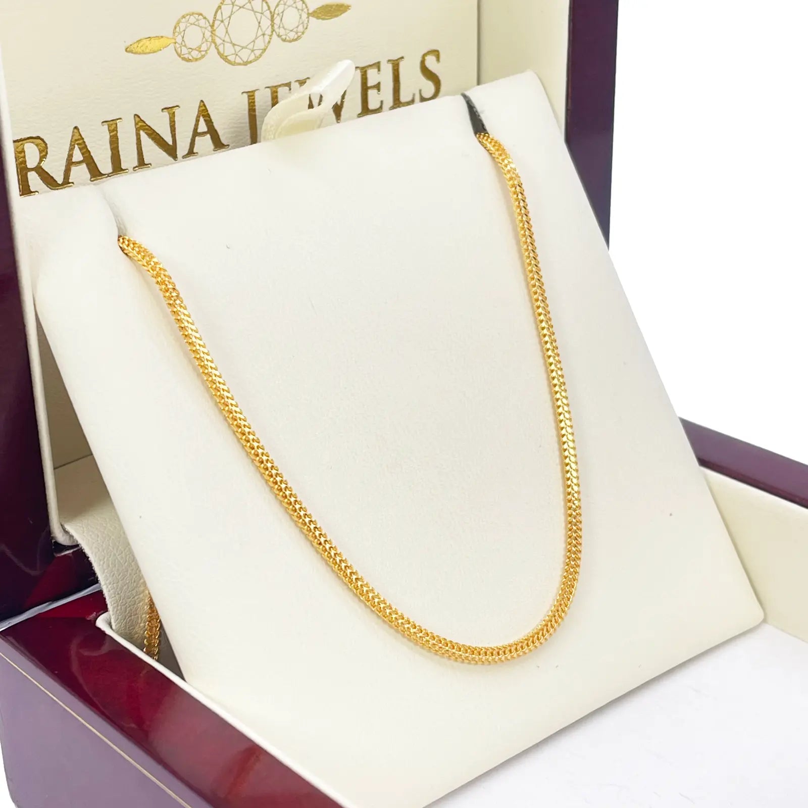 22ct Yellow Gold Foxtail Dragon Chain Necklace 18 Inches 2mm Width 