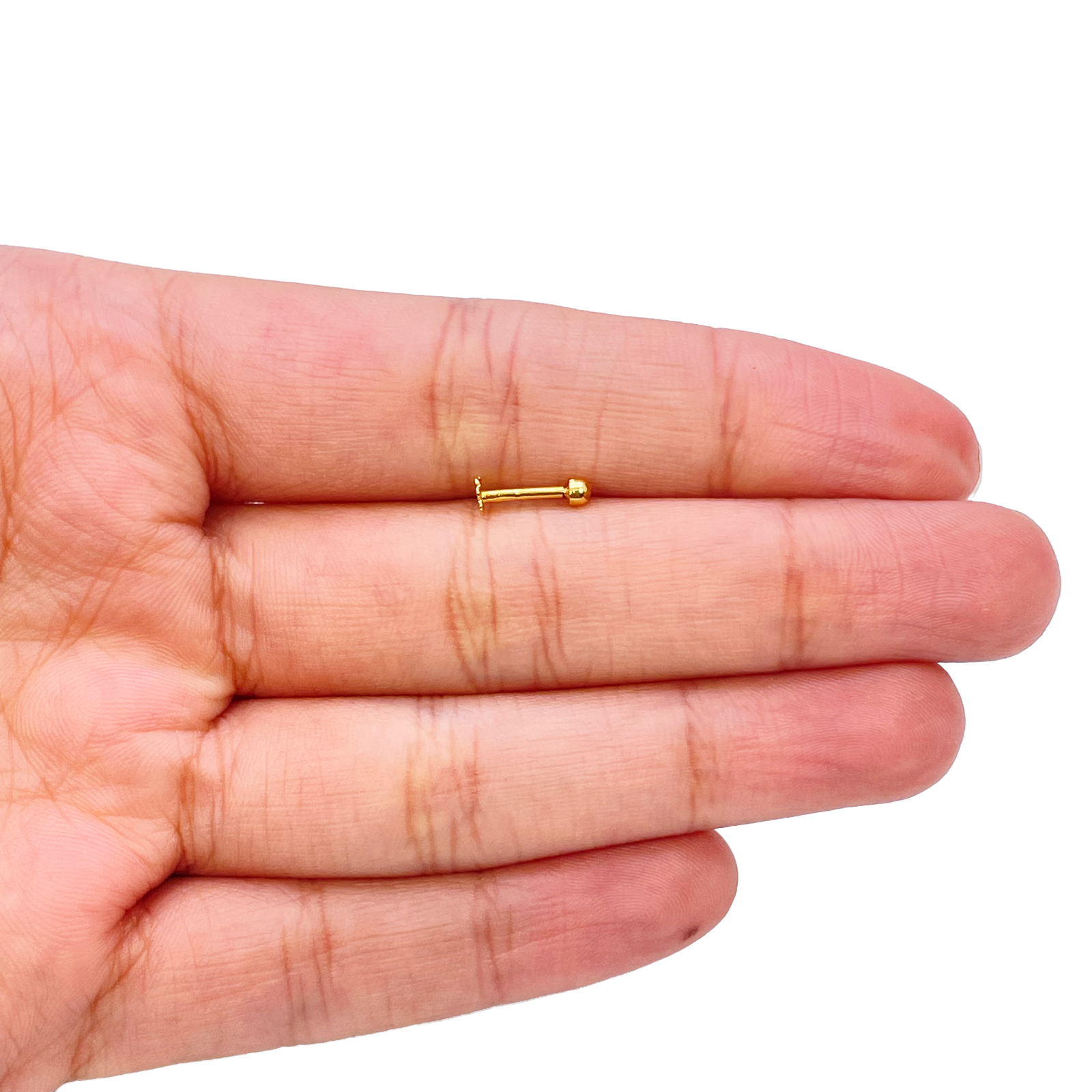 22ct Yellow Gold Gold Diamond Cut Flower Design Single Nose Stud/Pin 2.2mm Width 