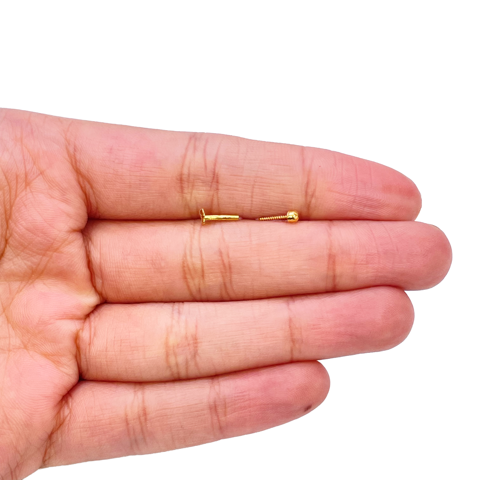 22ct Yellow Gold Gold Diamond Cut Flower Design Single Nose Stud/Pin 2.2mm Width 