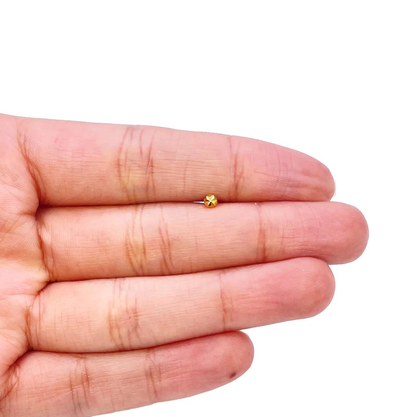 22ct Yellow Gold Gold Diamond Cut Flower Design Single Nose Stud/Pin 2.7mm Width 