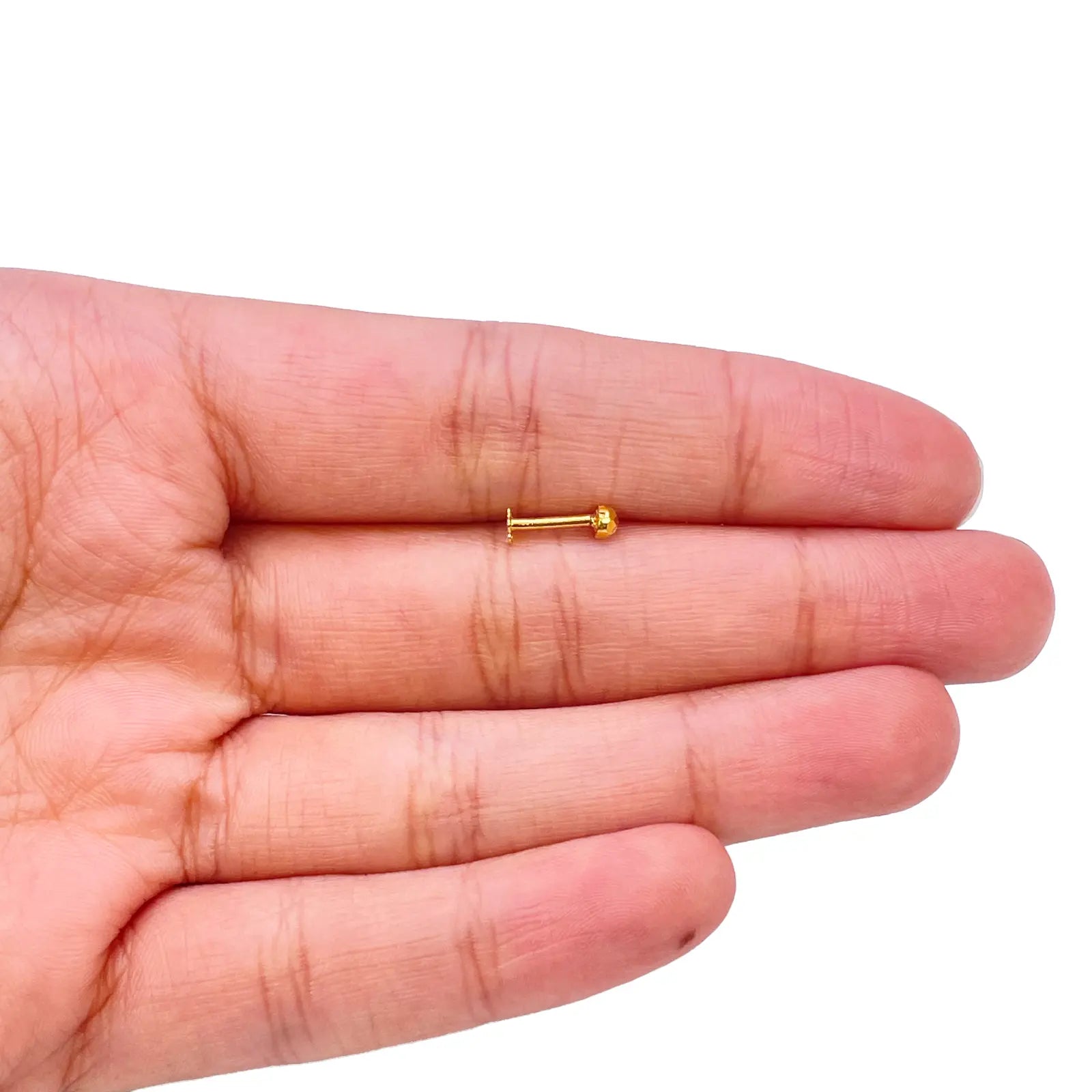 22ct Yellow Gold Gold Diamond Cut Flower Design Single Nose Stud/Pin 2.7mm Width 