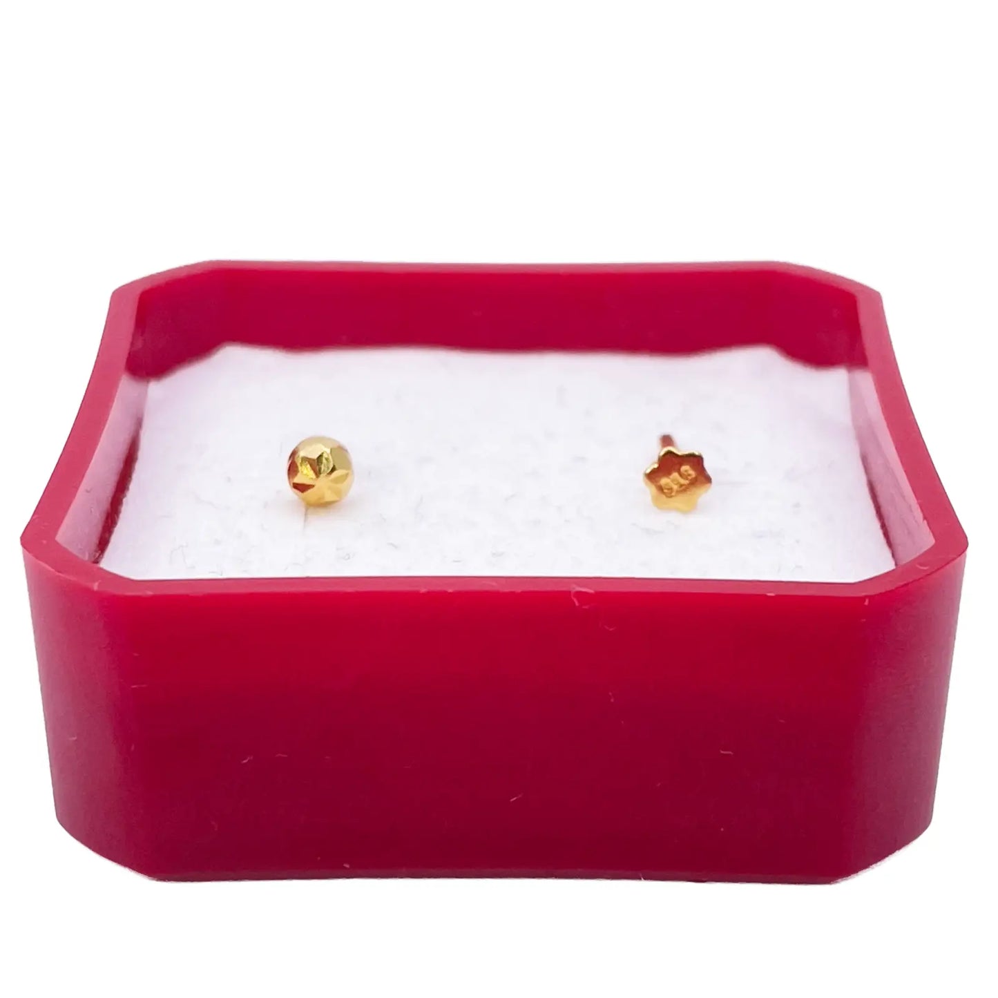 22ct Yellow Gold Gold Diamond Cut Flower Design Single Nose Stud/Pin 2.7mm Width 