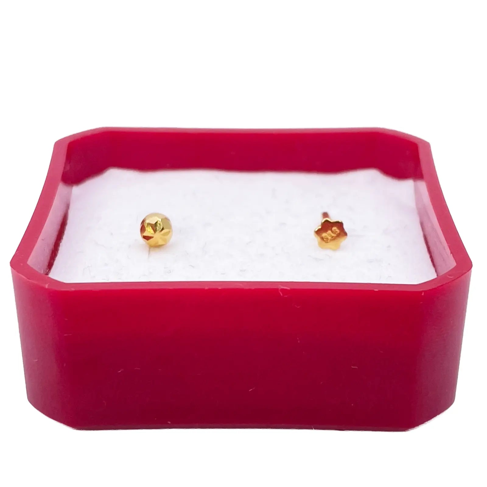 22ct Yellow Gold Gold Diamond Cut Flower Design Single Nose Stud/Pin 2.7mm Width 