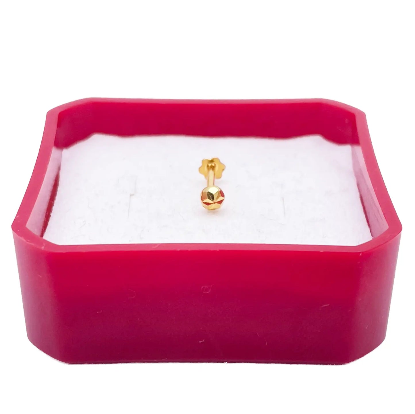 22ct Yellow Gold Gold Diamond Cut Flower Design Single Nose Stud/Pin 2.7mm Width 