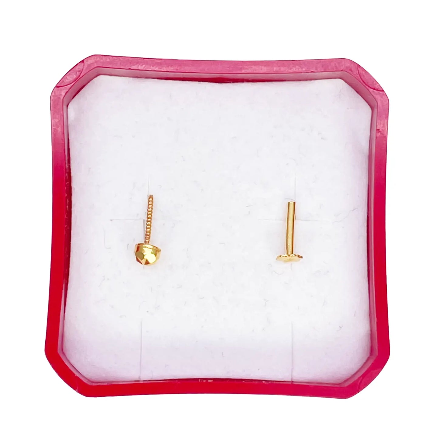 22ct Yellow Gold Gold Diamond Cut Flower Design Single Nose Stud/Pin 2.7mm Width 