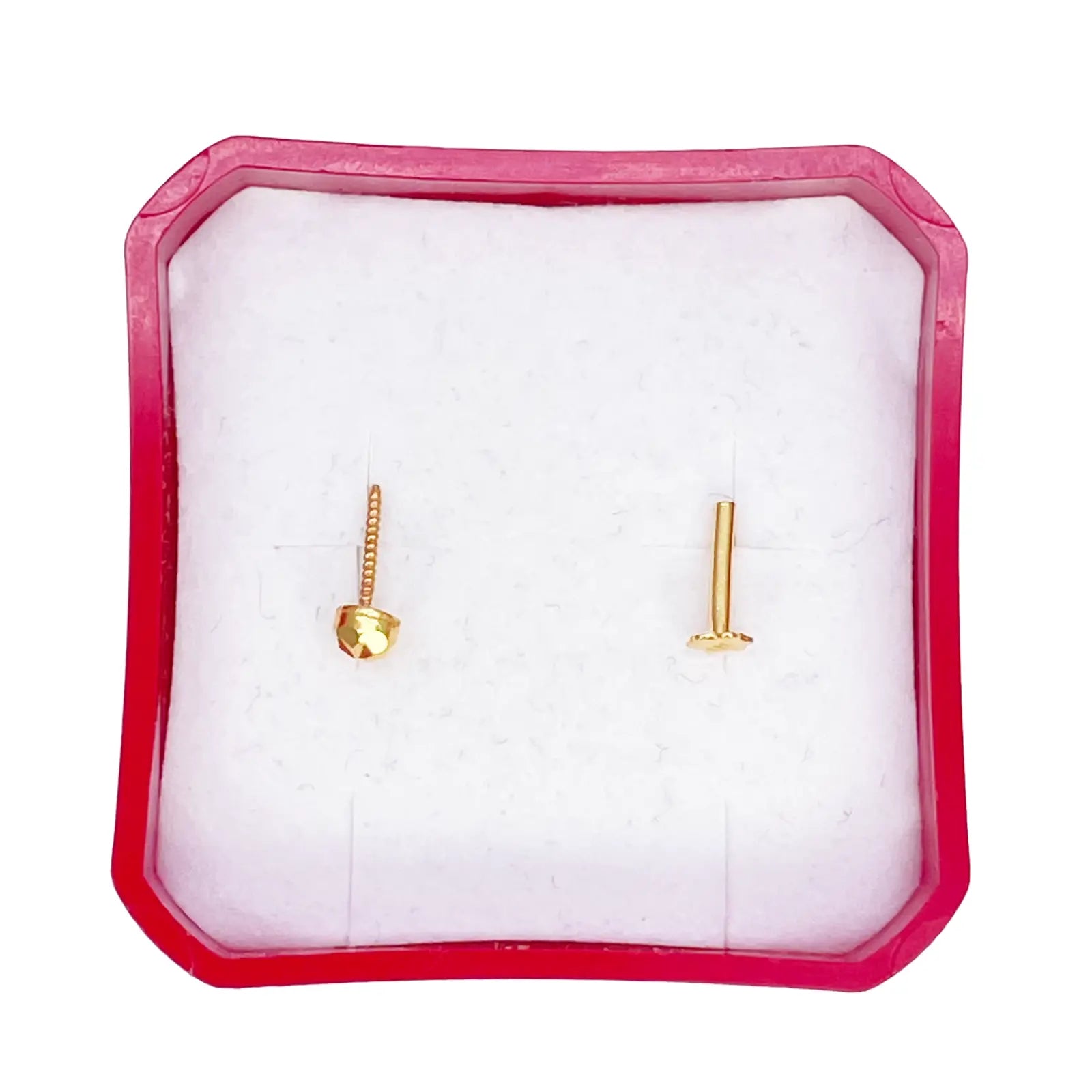 22ct Yellow Gold Gold Diamond Cut Flower Design Single Nose Stud/Pin 2.7mm Width 