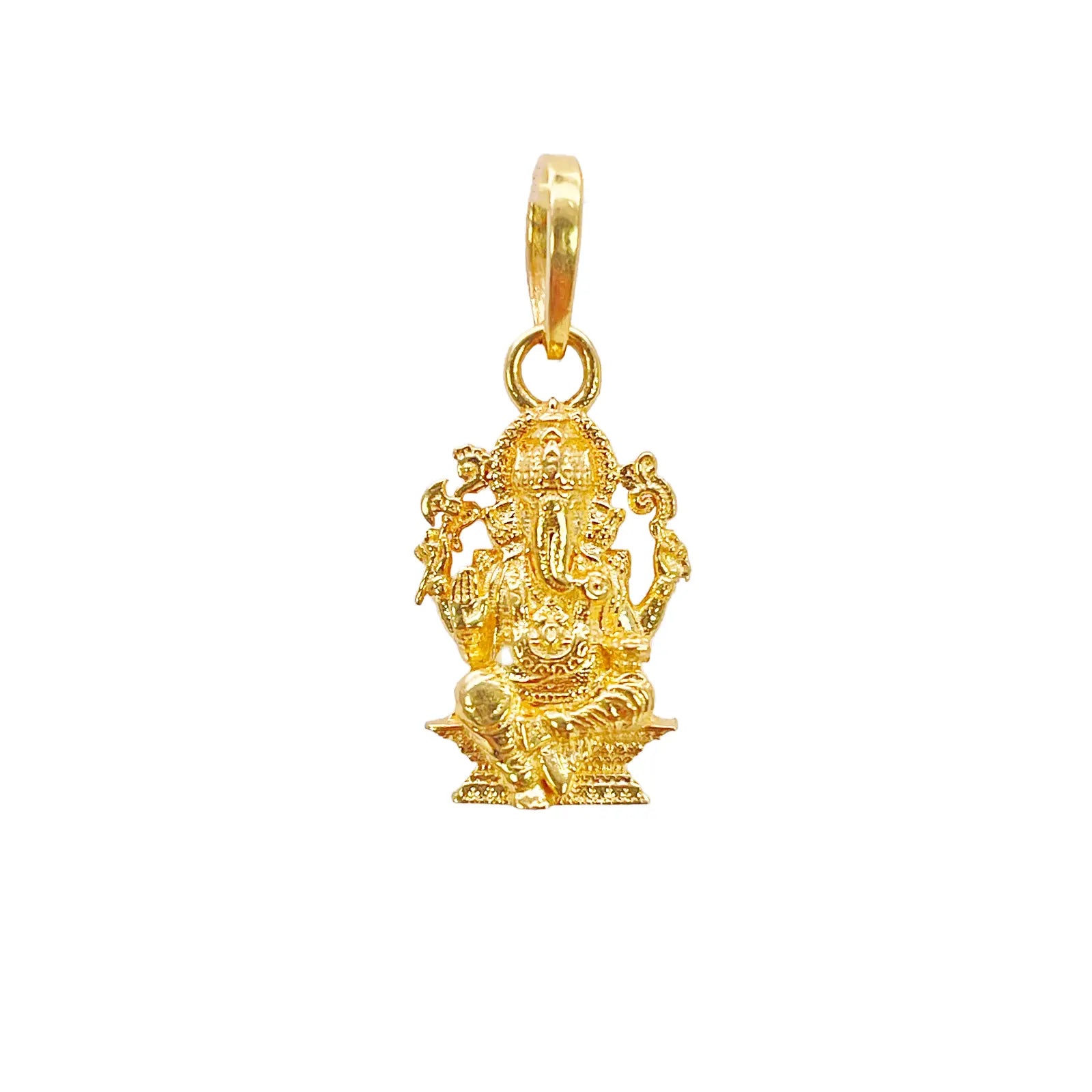 22ct Yellow Gold High Polish Ganesha Pendant 17.6x10mm  Necklace