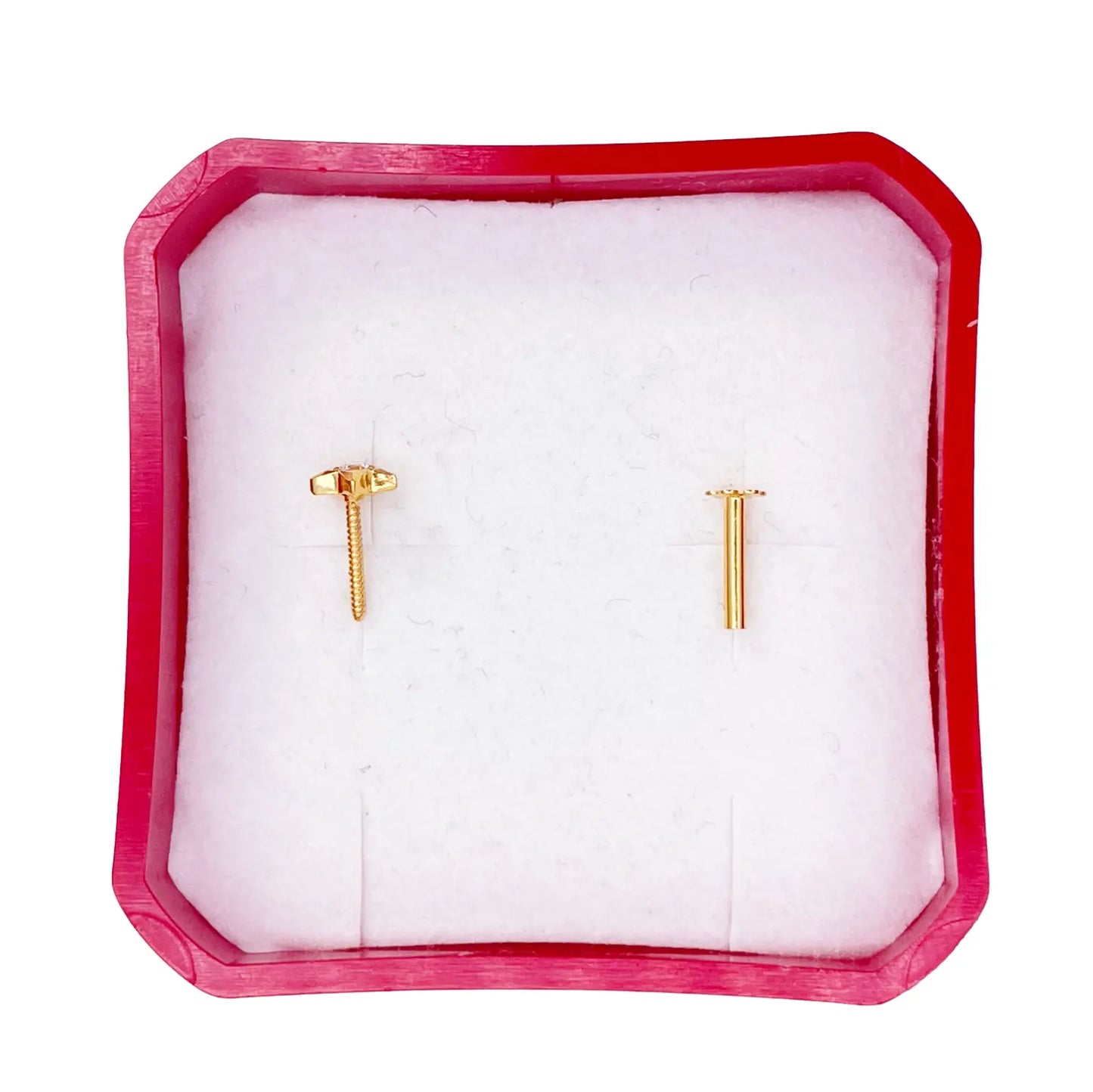22ct Yellow Gold High Polished Cubic Zirconia Star Nose Stud/Pin 4mm Length 