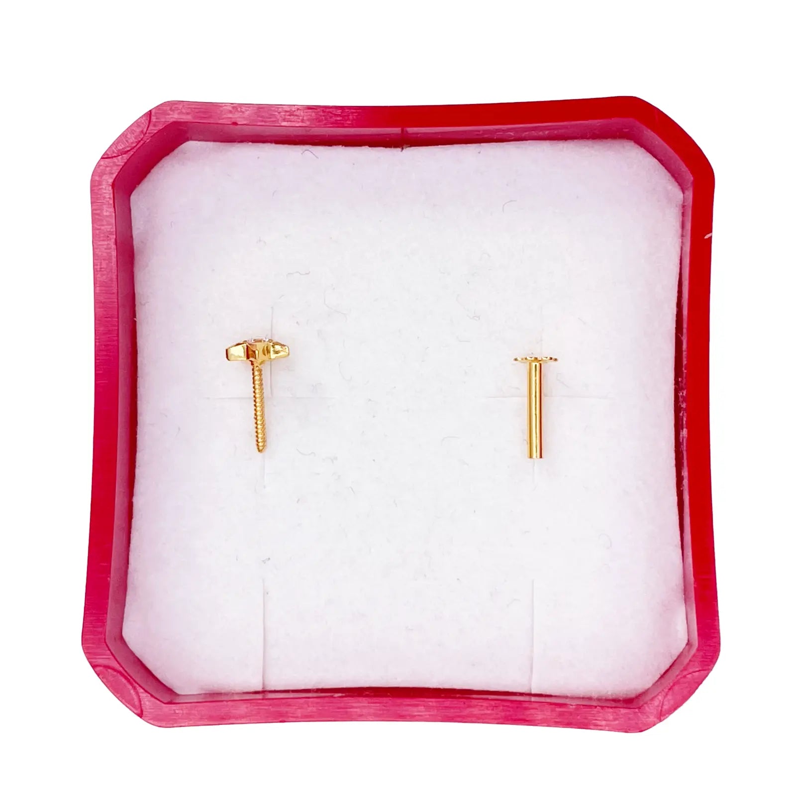 22ct Yellow Gold High Polished Cubic Zirconia Star Nose Stud/Pin 4mm Length 