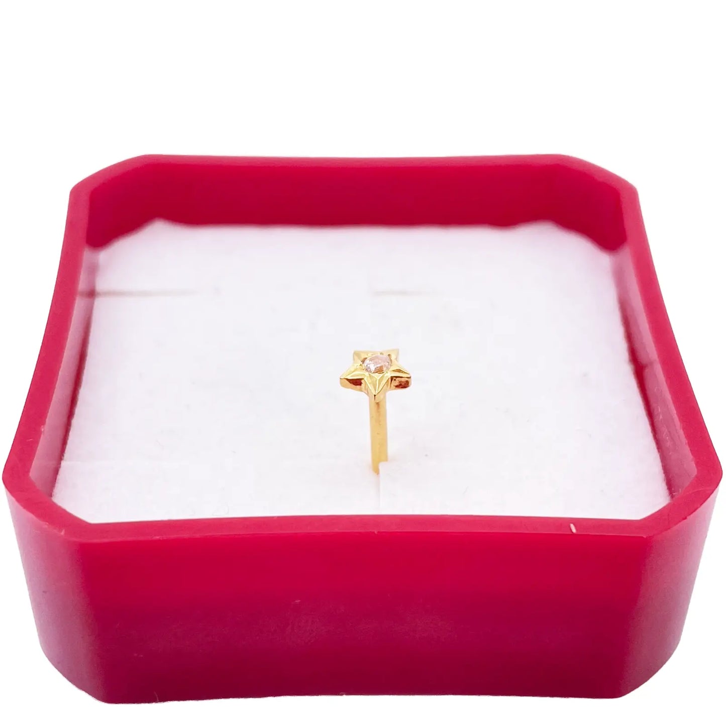 22ct Yellow Gold High Polished Cubic Zirconia Star Nose Stud/Pin 4mm Length 