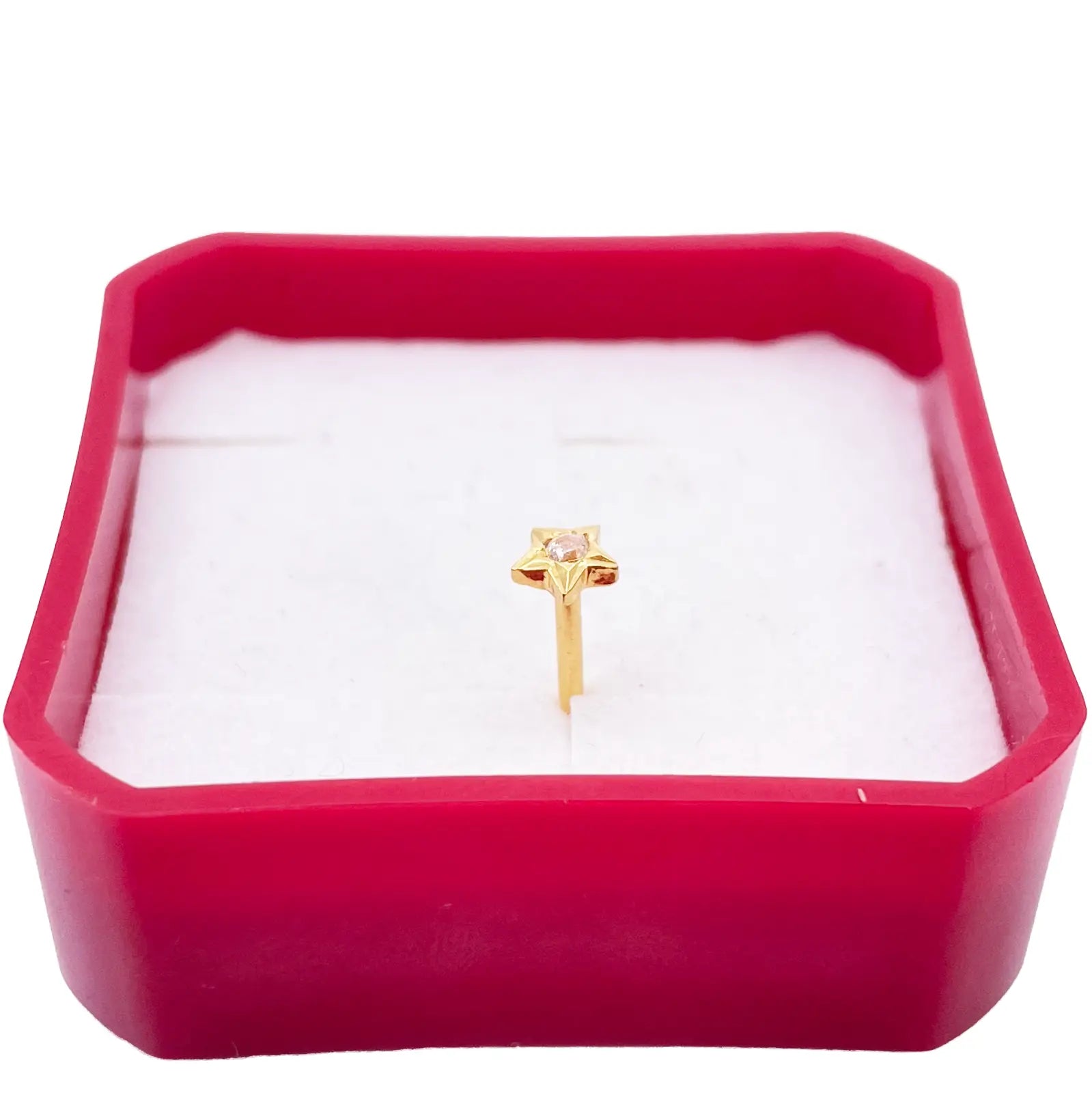 22ct Yellow Gold High Polished Cubic Zirconia Star Nose Stud/Pin 4mm Length 