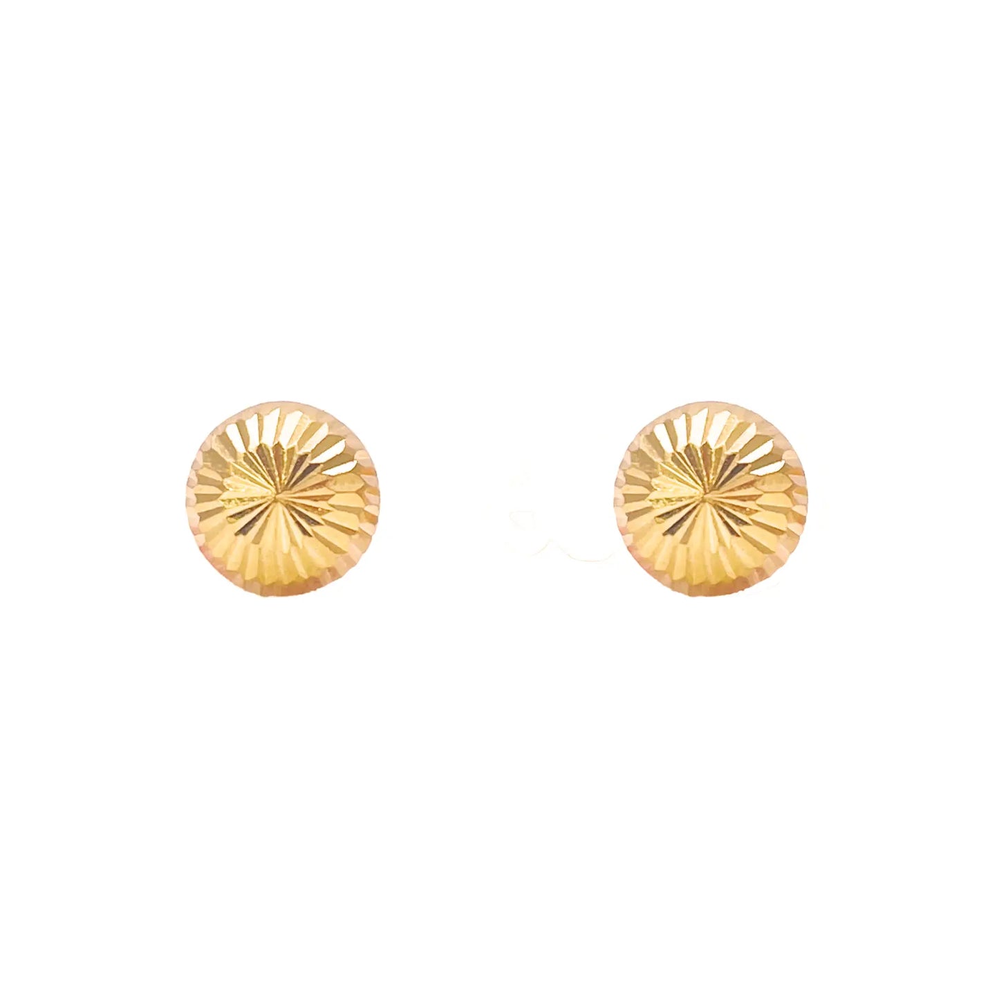 22ct Yellow Gold High Polished Diamond Cut Half Ball Stud Earrings 7mm  Gold earring