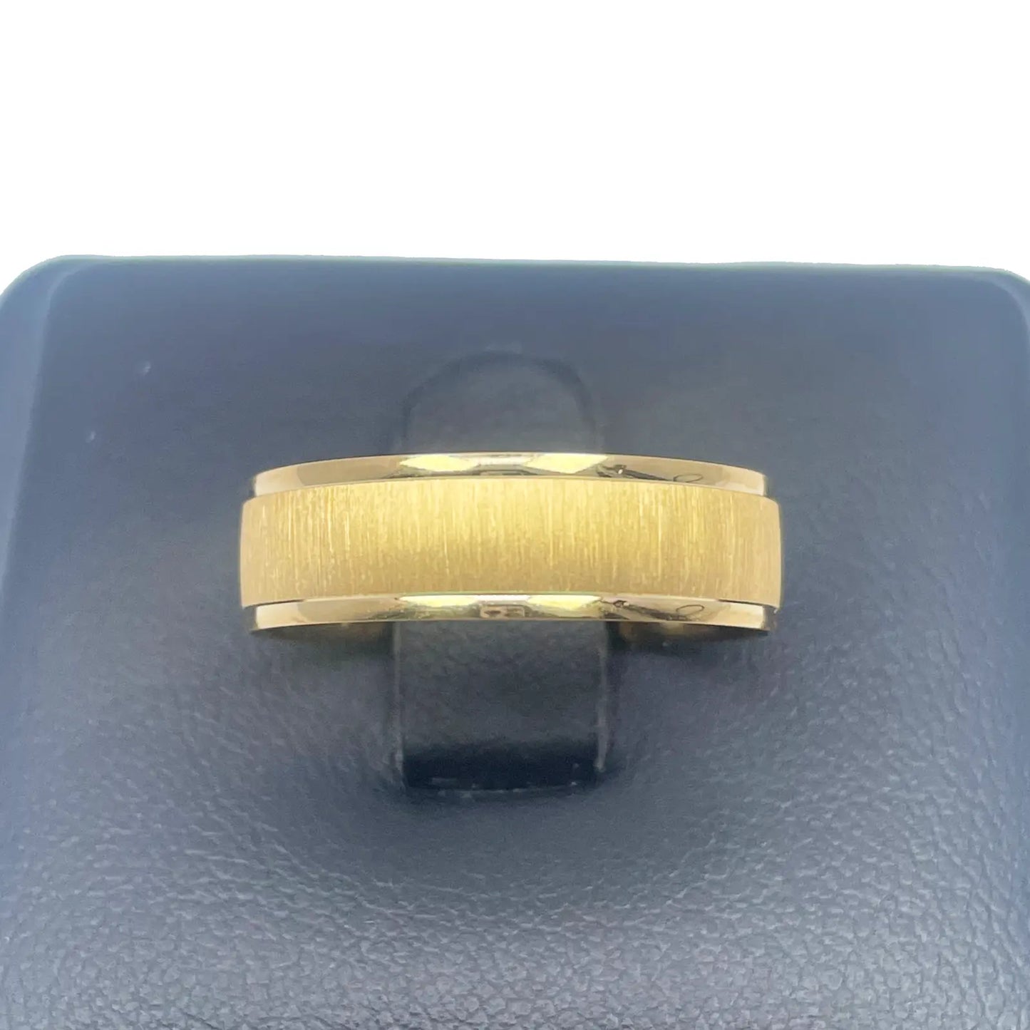 22ct Yellow Gold High Polished Edge & Matte Middle Men's Wedding Band 6mm 