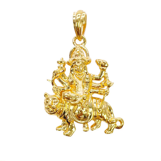 22ct Yellow Gold High Polished Goddess Durga Pendant 30mm Length 
