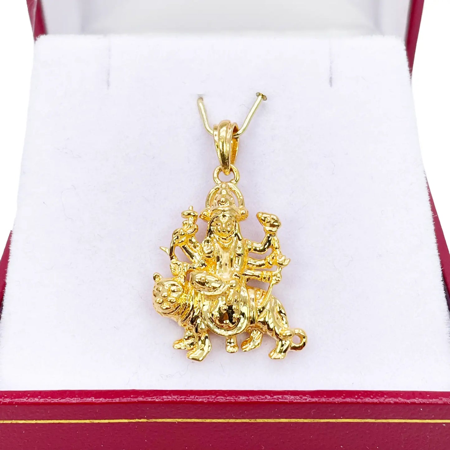 22ct Yellow Gold High Polished Goddess Durga Pendant 30mm Length 