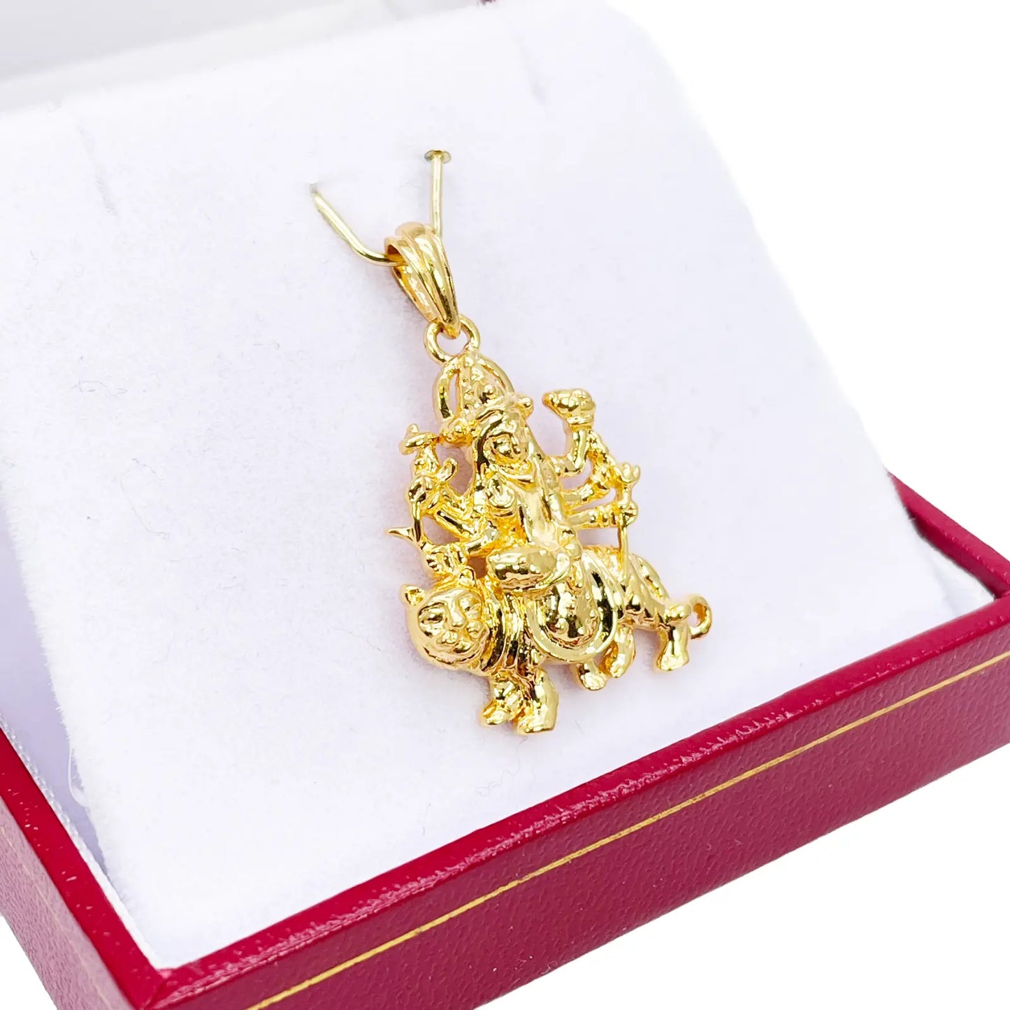 22ct Yellow Gold High Polished Goddess Durga Pendant 30mm Length 