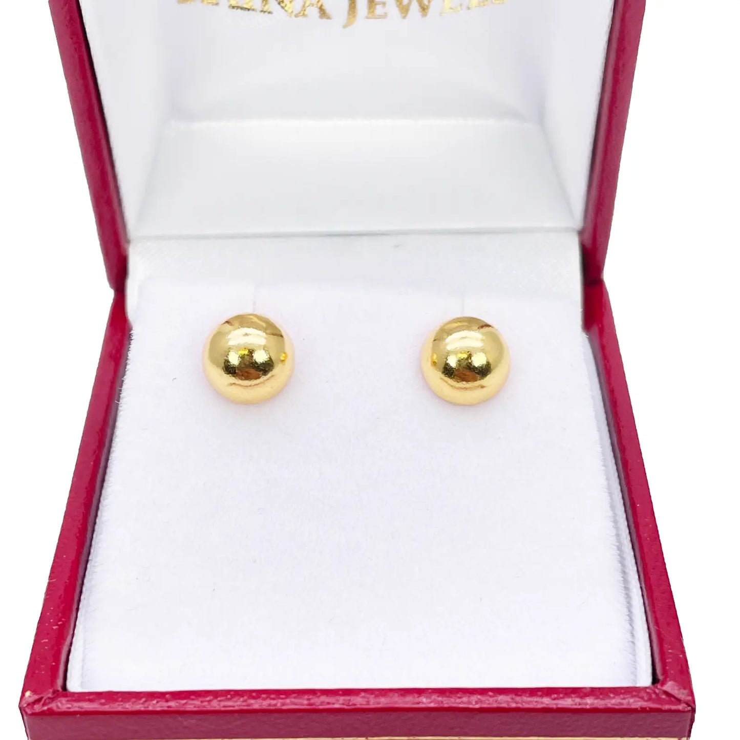 22ct Yellow Gold High Polished Plain Half Ball Stud Earrings 7mm 