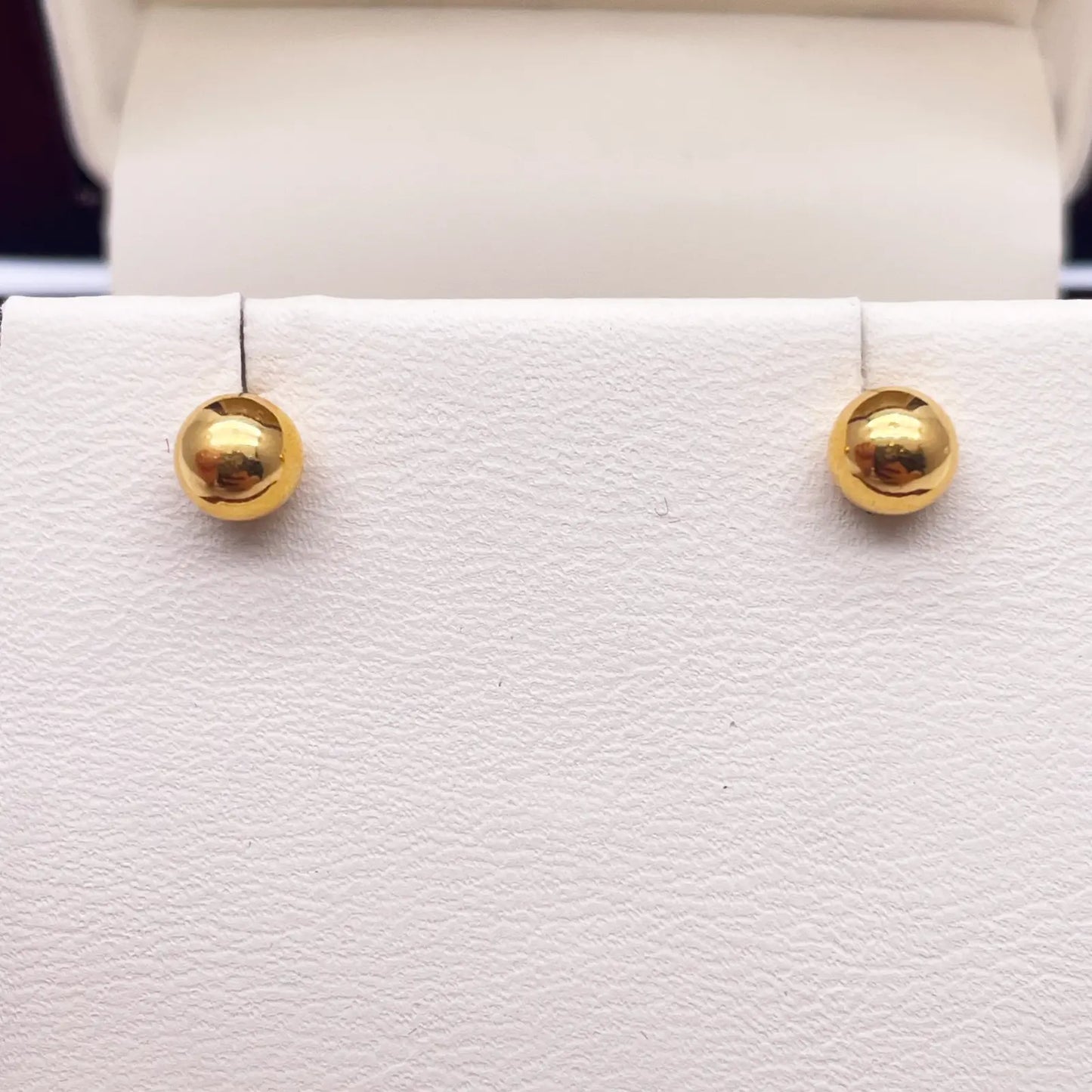 22ct Yellow Gold High Polished Round Plain Ball Stud Earrings 