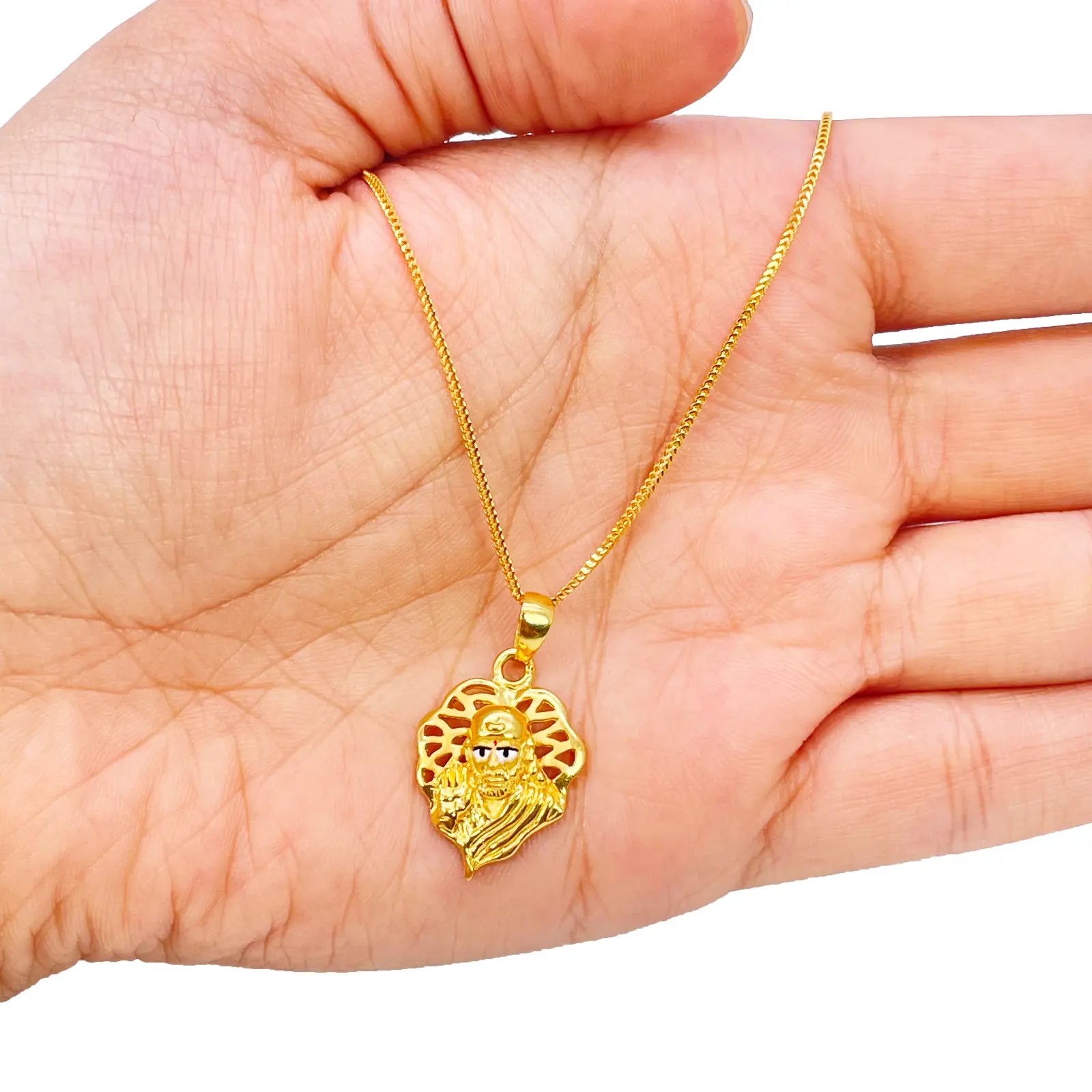 22ct Yellow Gold High Polished Sai Baba Pendant 22mm Length 