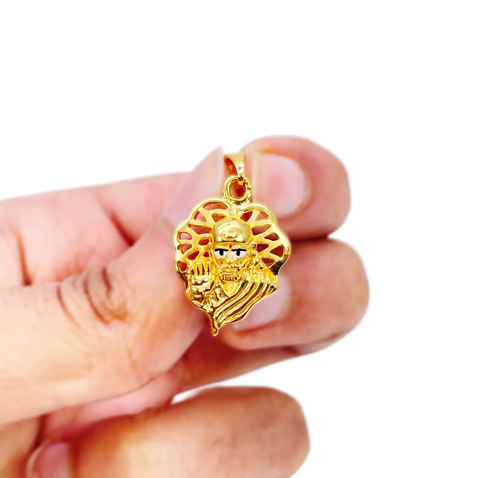 22ct Yellow Gold High Polished Sai Baba Pendant 22mm Length 