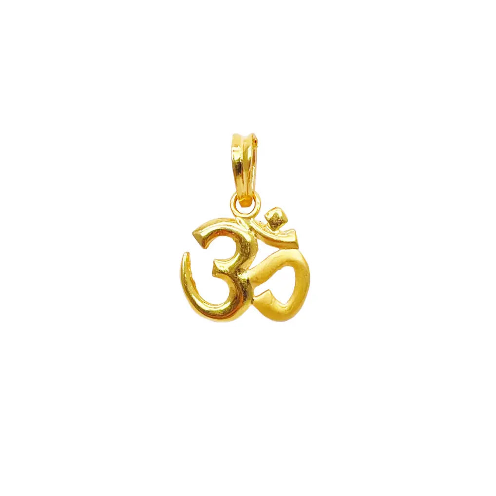 22ct Yellow Gold High Polished & Matt Finish Om Pendant 1.4gm (14x13mm) 