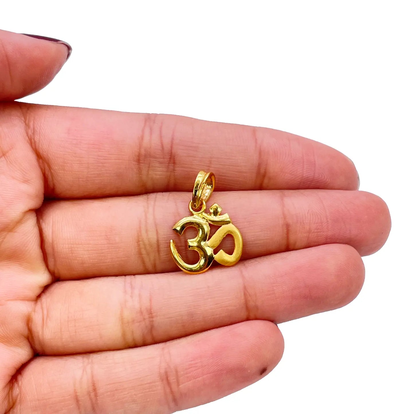 22ct Yellow Gold High Polished & Matt Finish Om Pendant 1.4gm (14x13mm) 