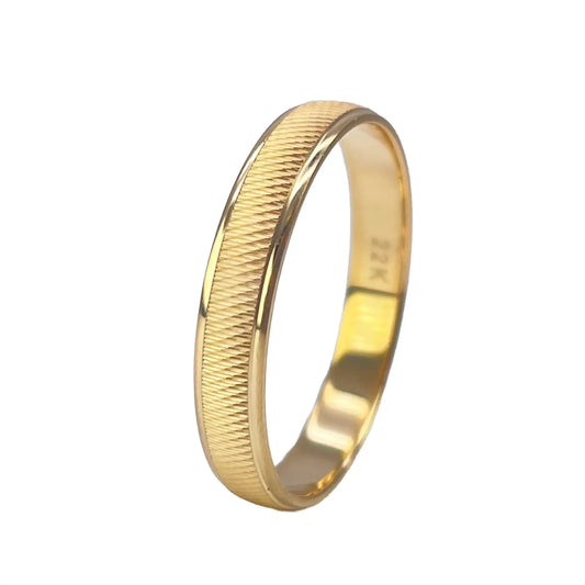 22ct Yellow Gold High Polished & Textured Men's Wedding Band 3.5mm  Gold Ring