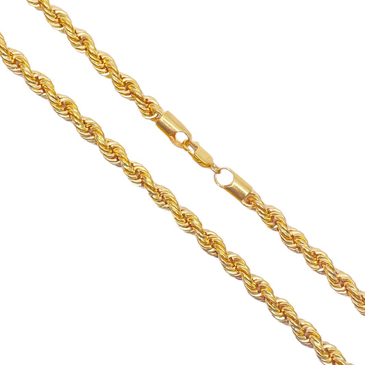 22ct Yellow Gold Hollow Lightweight Rope Chain 23.5'' inches 6mm Width 