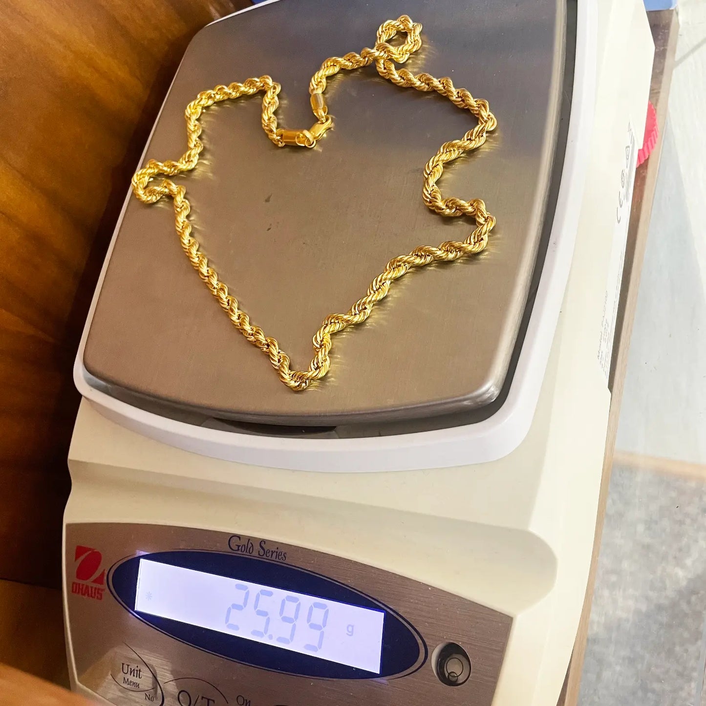 22ct Yellow Gold Hollow Lightweight Rope Chain 23.5'' inches 6mm Width 