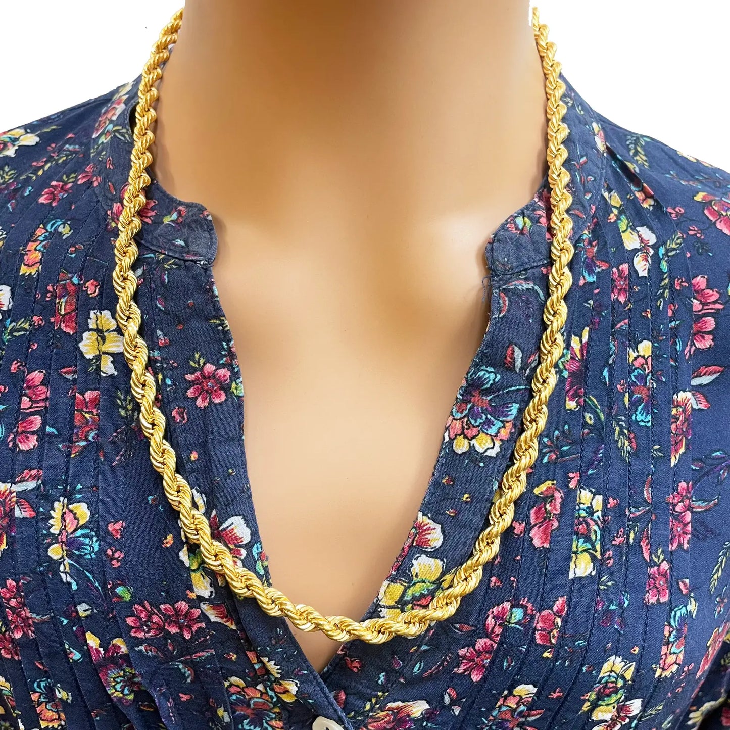 22ct Yellow Gold Hollow Lightweight Rope Chain 23.5'' inches 6mm Width 