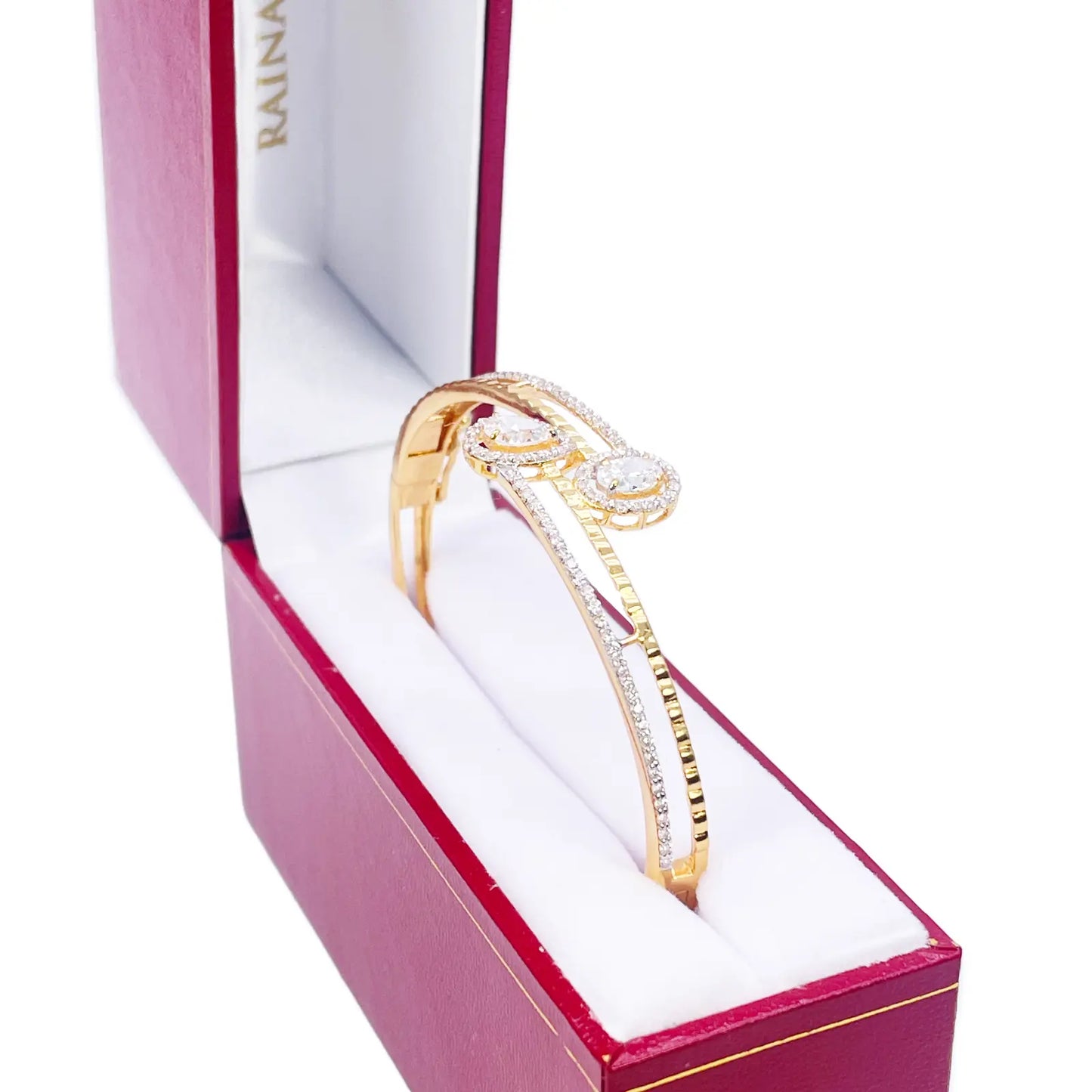 22ct Yellow Gold Ladies Beautiful Sparkly Cubic Zirconia Oval Bangle Bracelet Diameter 2.2inch 