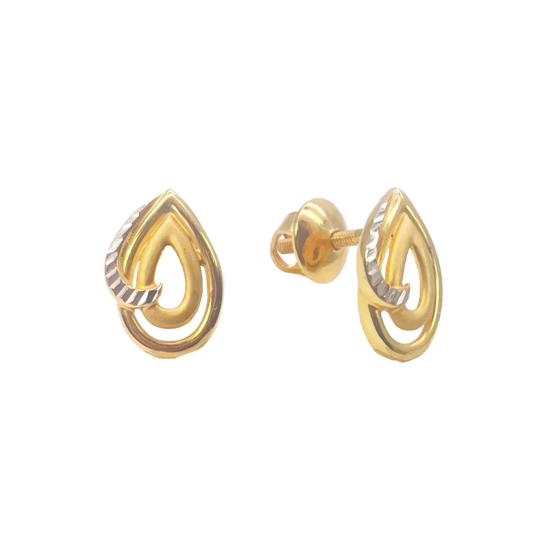 22ct Yellow Gold Leaf Design Stud Earrings 