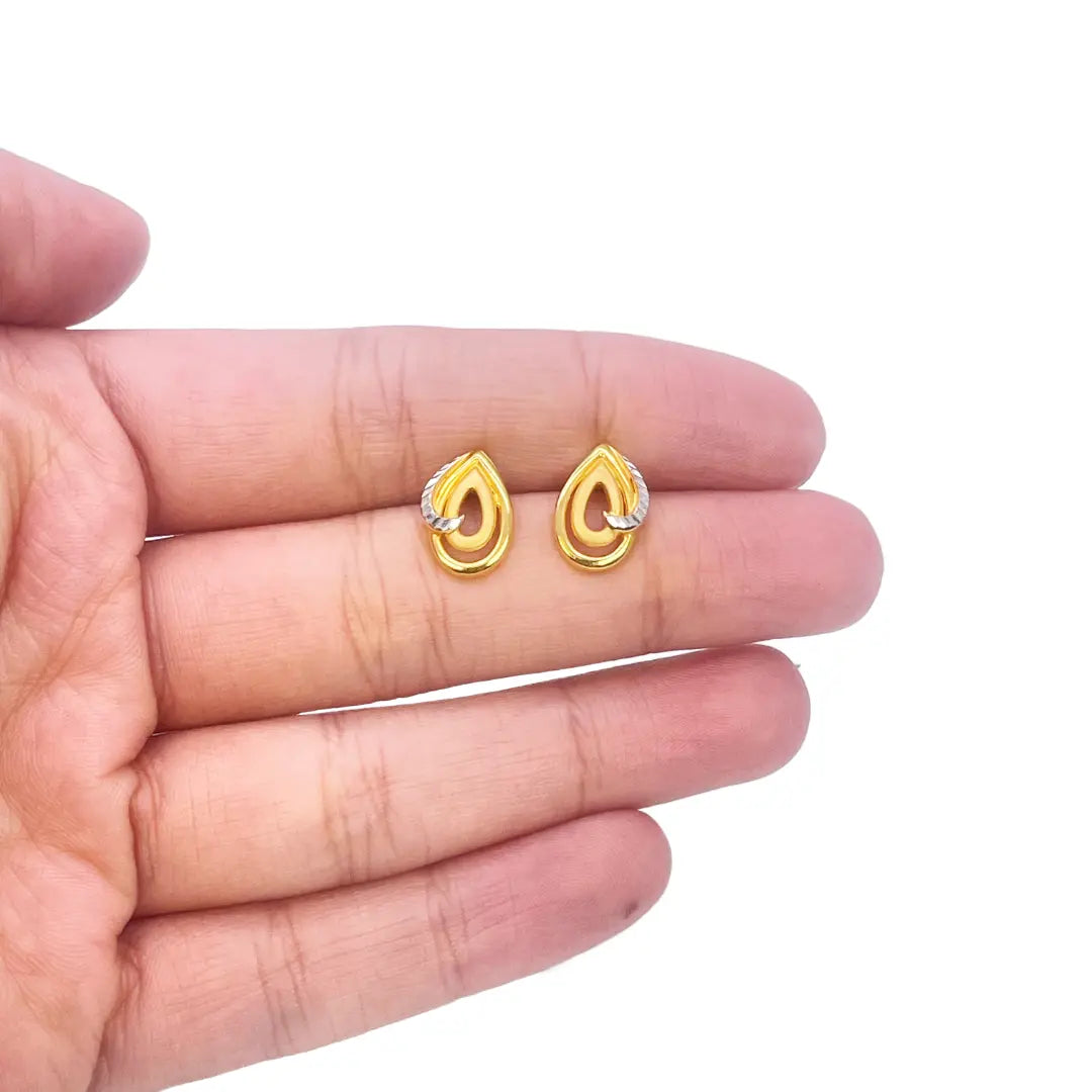 22ct Yellow Gold Leaf Design Stud Earrings 