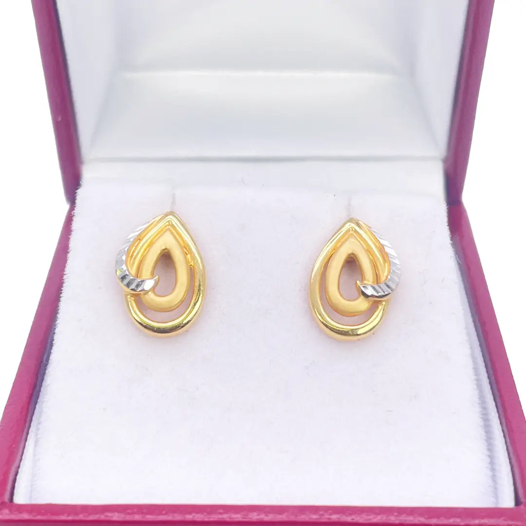22ct Yellow Gold Leaf Design Stud Earrings 
