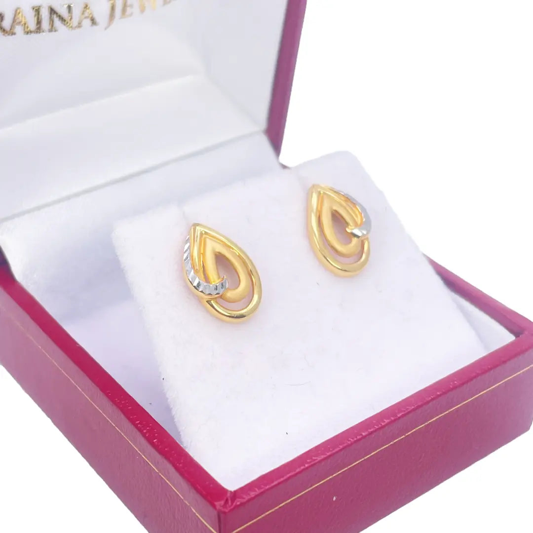 22ct Yellow Gold Leaf Design Stud Earrings 