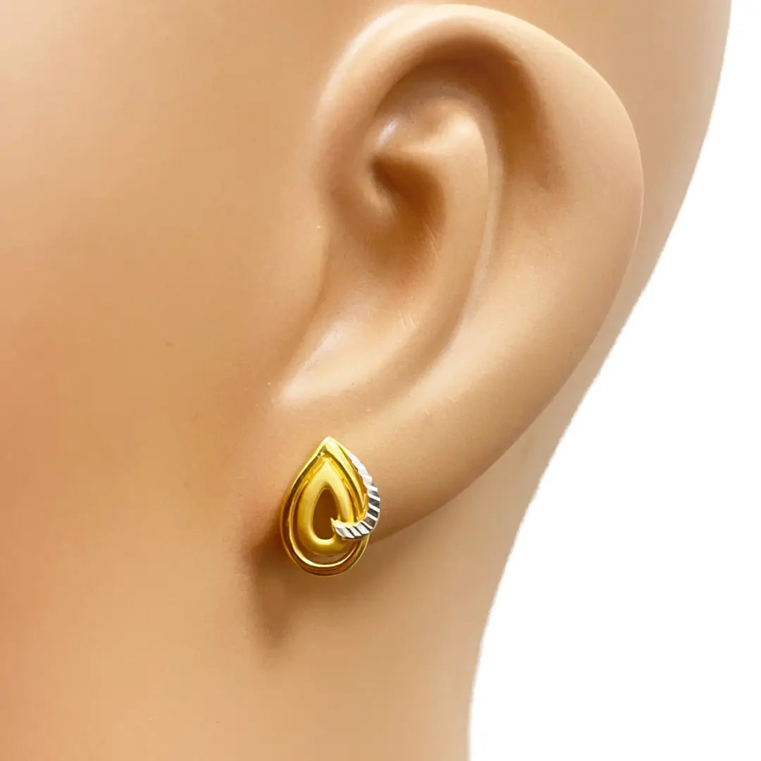 22ct Yellow Gold Leaf Design Stud Earrings 