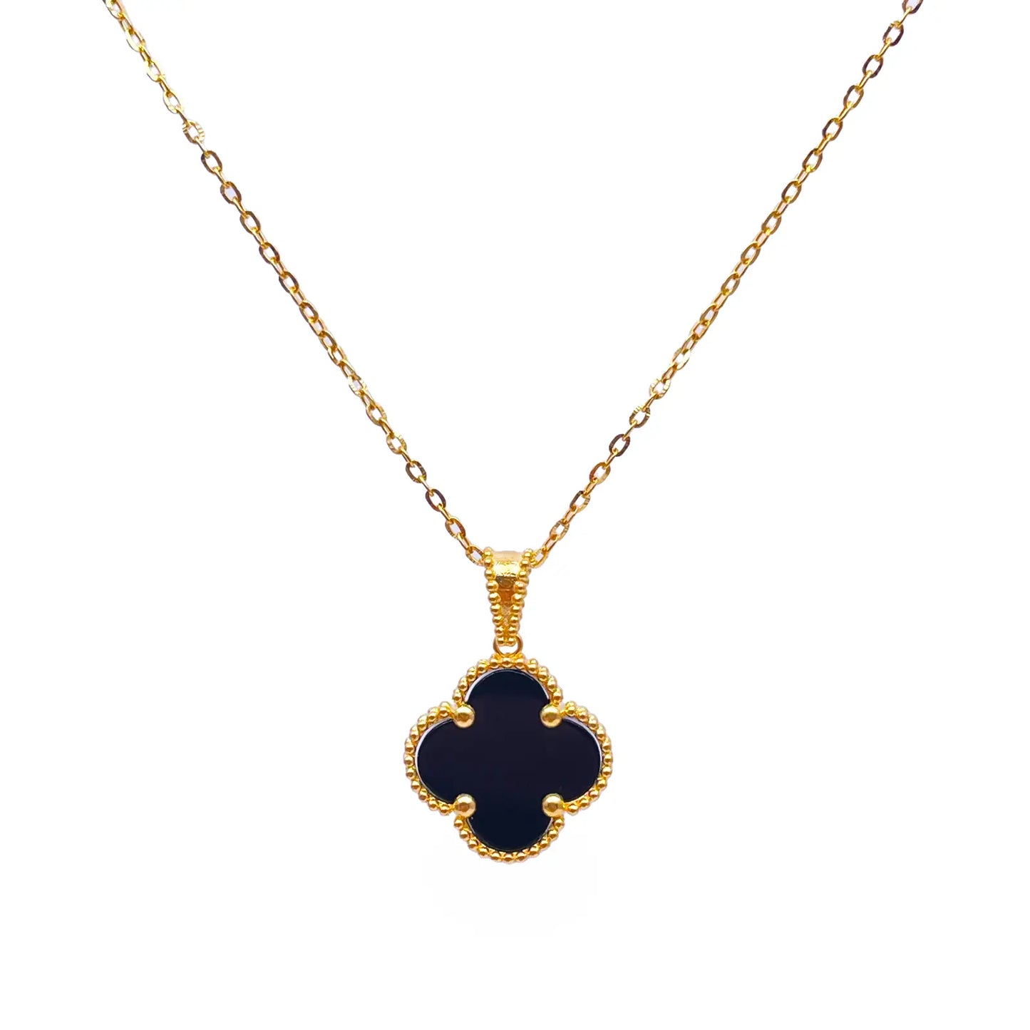 22ct Yellow Gold Leaf Pendant & Chain Necklace 16 Inches 