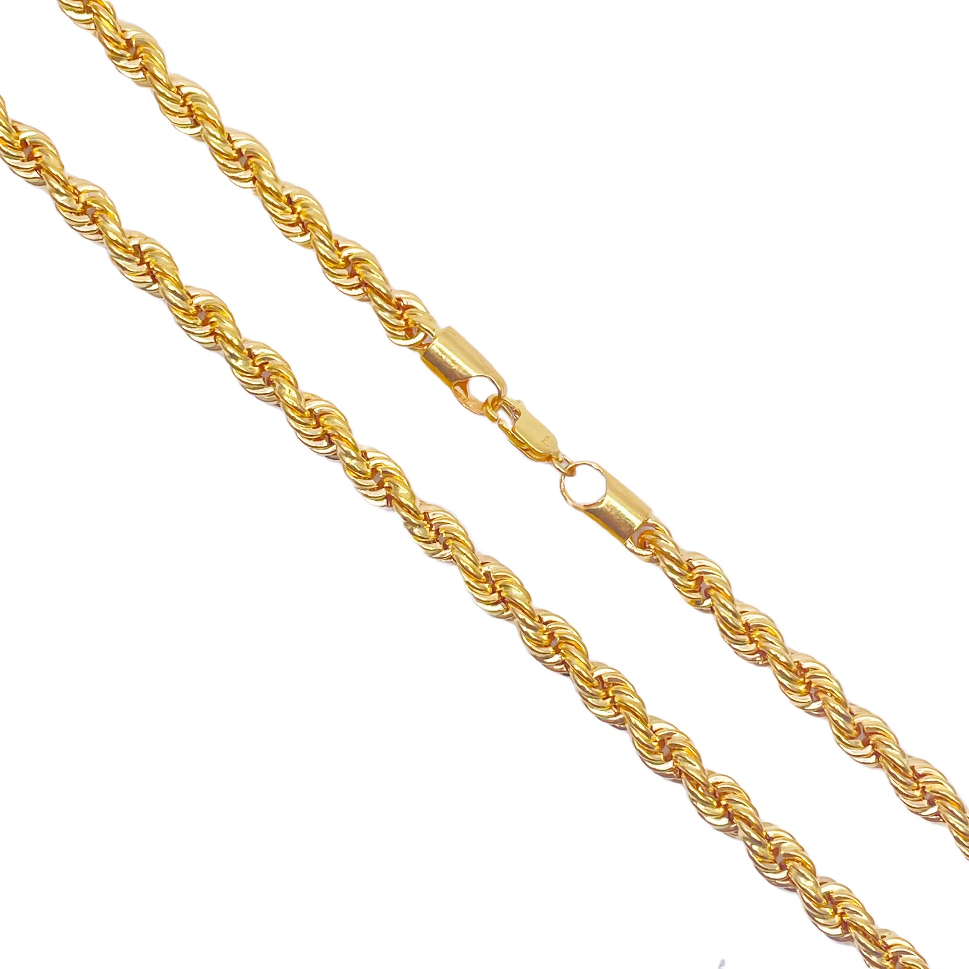 22ct Yellow Gold Light Weight Hollow Rope Chain 22'' inches 4.5mm Width  Mens Gold Chain