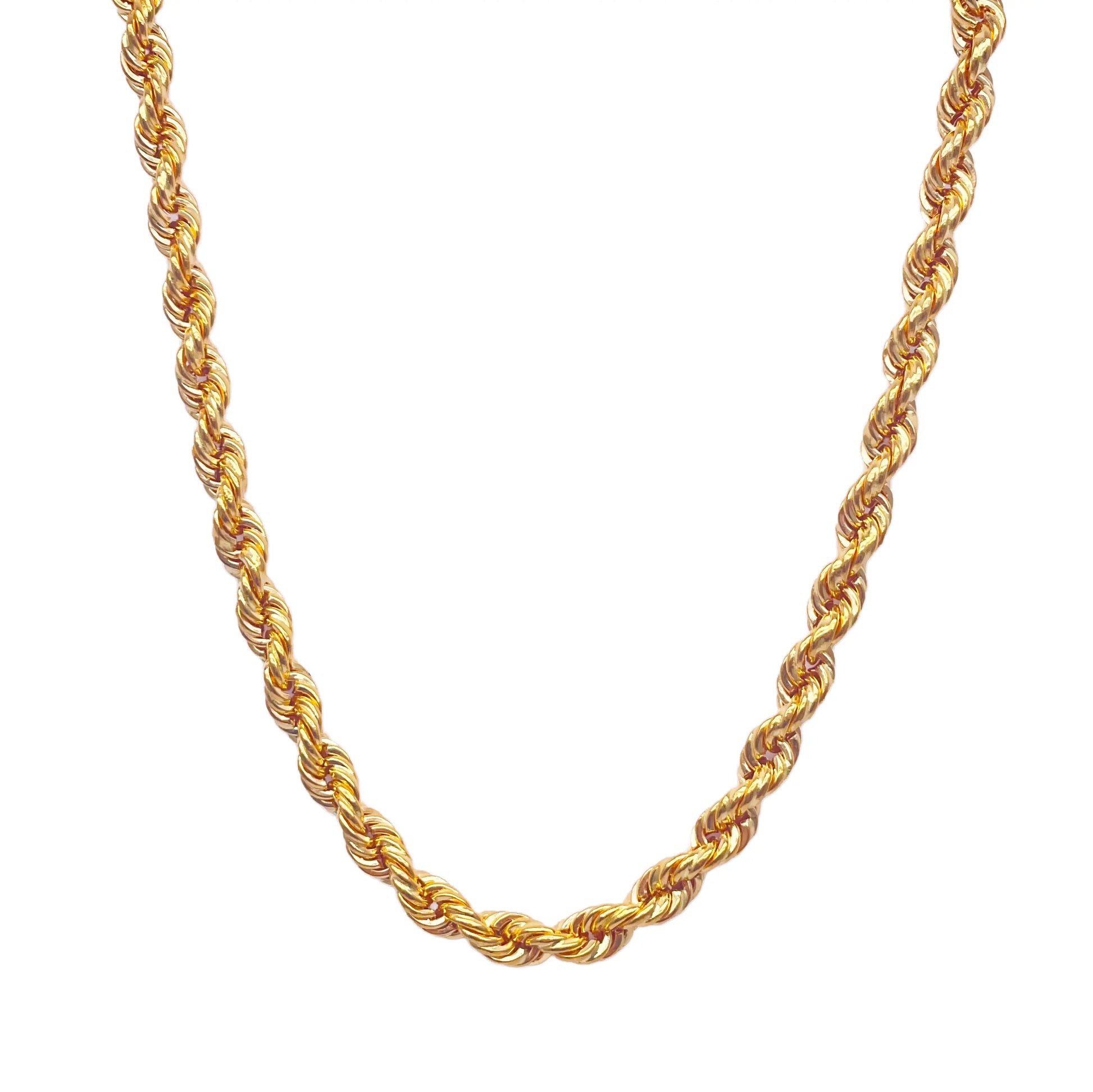 22ct Yellow Gold Light Weight Hollow Rope Chain 22'' inches 4.5mm Width  Mens Gold Chain