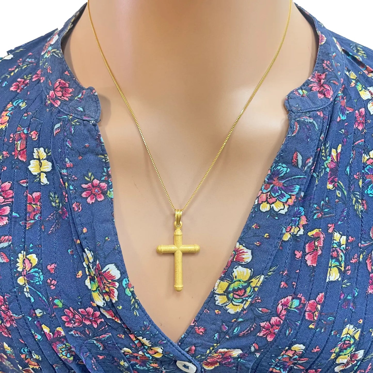 22ct Yellow Gold Lightweight Matt Cross Pendant 35mm Length 19mm Width 