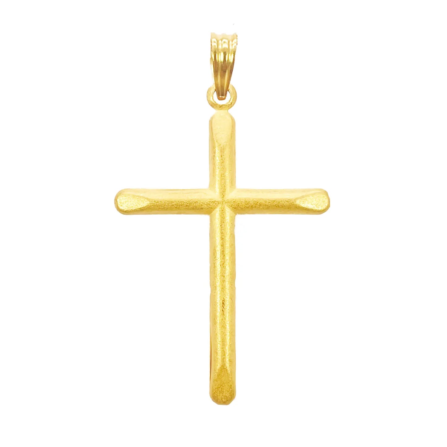 22ct Yellow Gold Lightweight Matt Cross Pendant 44mm Length 25mm Width 