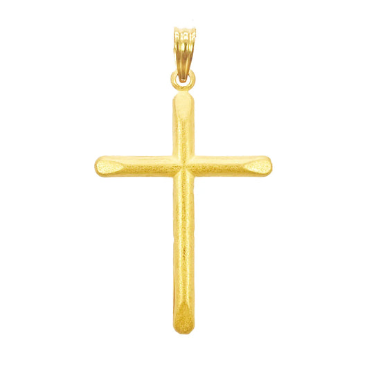 22ct Yellow Gold Lightweight Matt Cross Pendant 44mm Length 25mm Width 