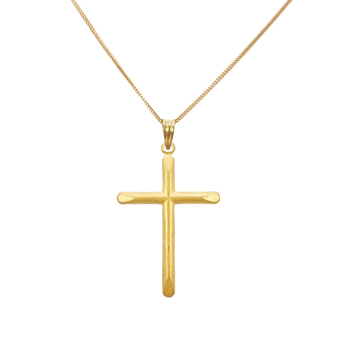22ct Yellow Gold Lightweight Matt Cross Pendant 44mm Length 25mm Width 