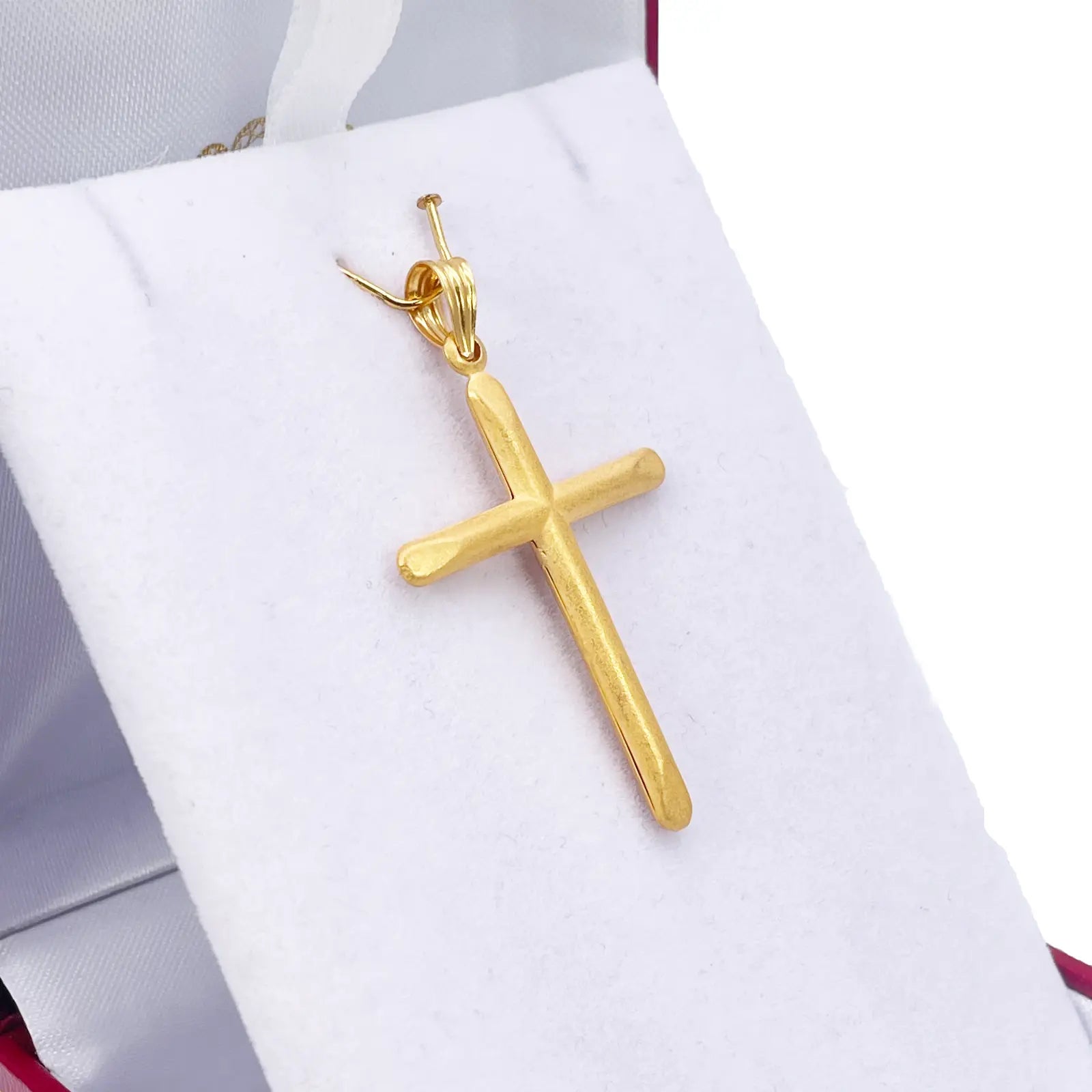 22ct Yellow Gold Lightweight Matt Cross Pendant 44mm Length 25mm Width 
