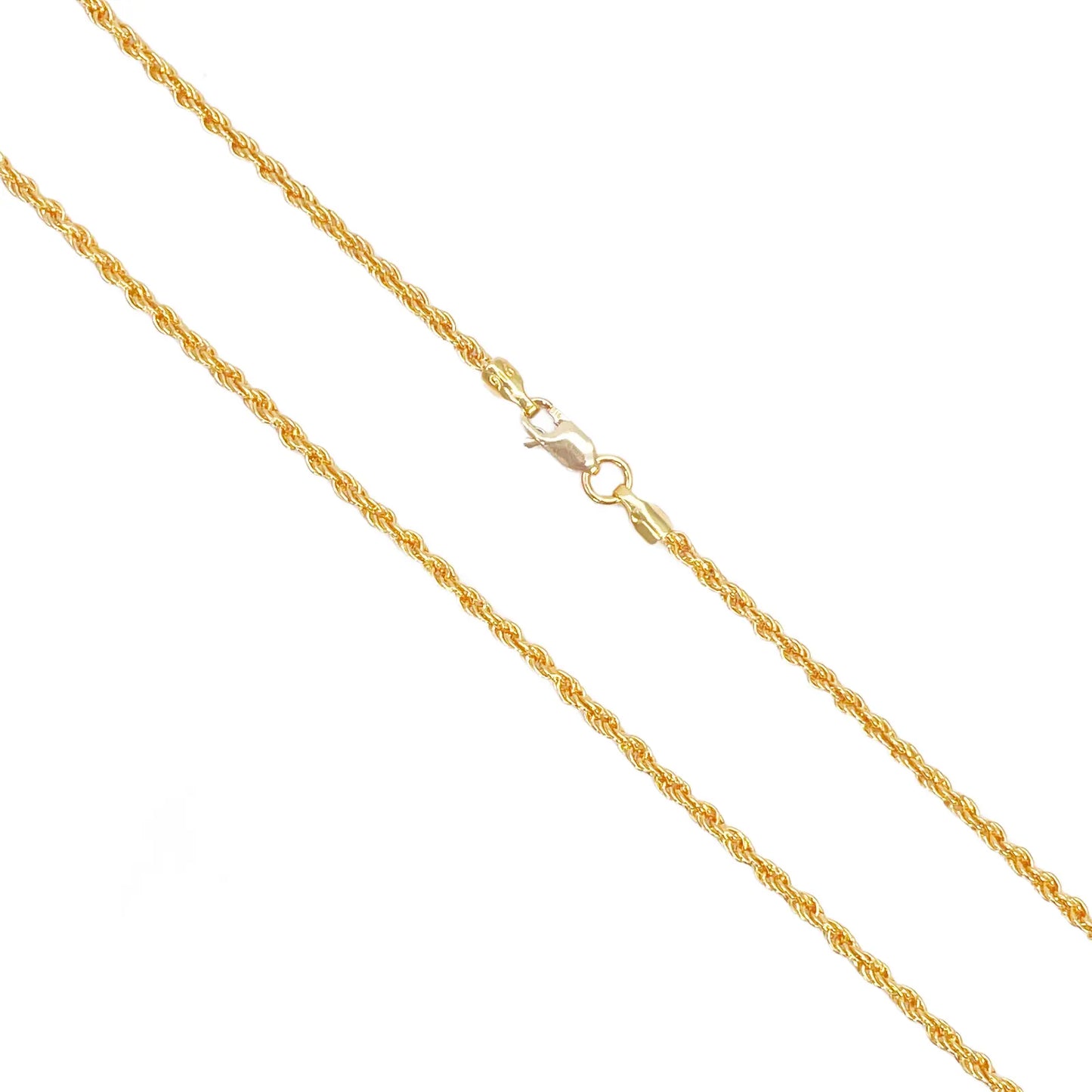 22ct Yellow Gold Lightweight Rope Chain Necklace 18 Inches 1.7mm Width