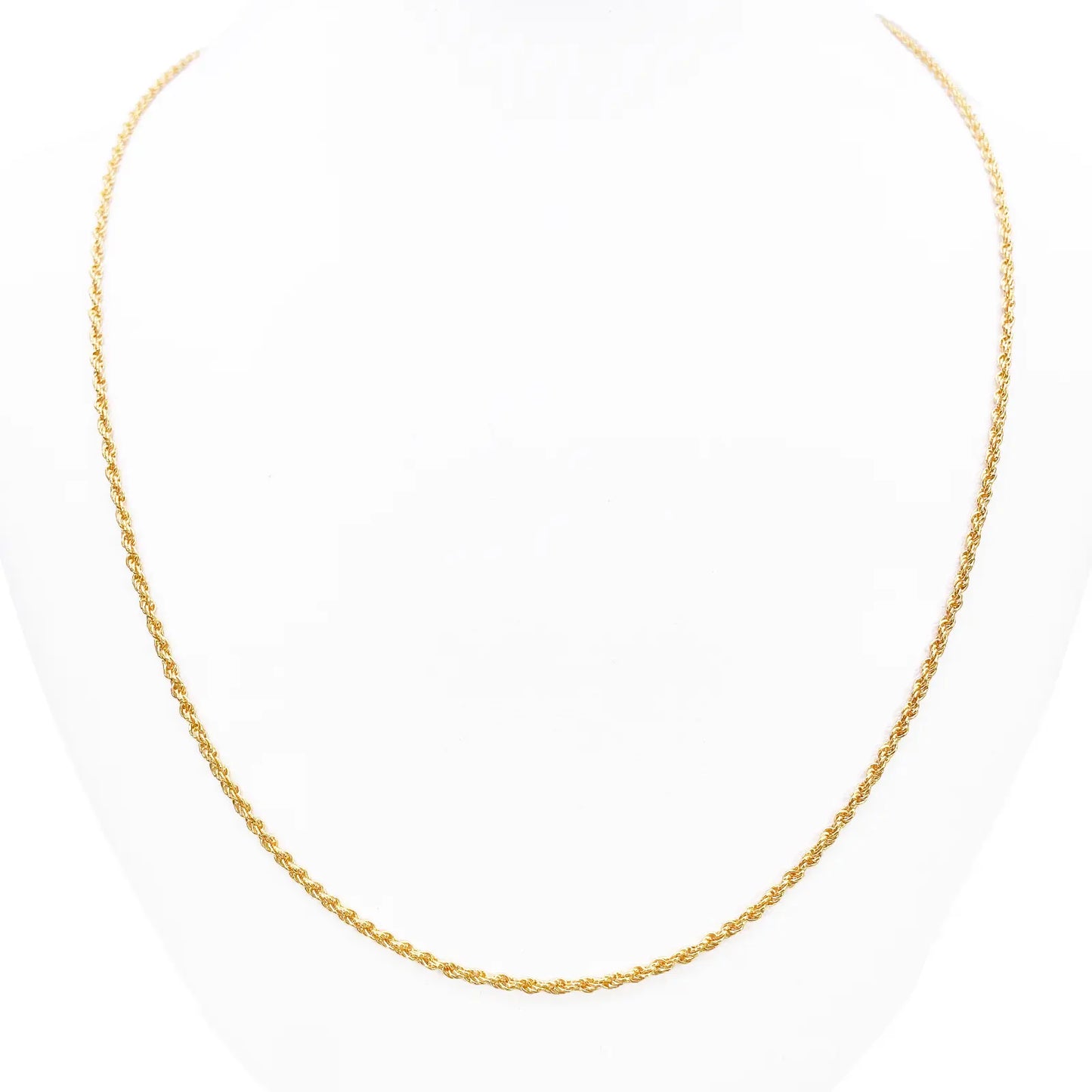 22ct Yellow Gold Lightweight Rope Chain Necklace 18 Inches 1.7mm Width