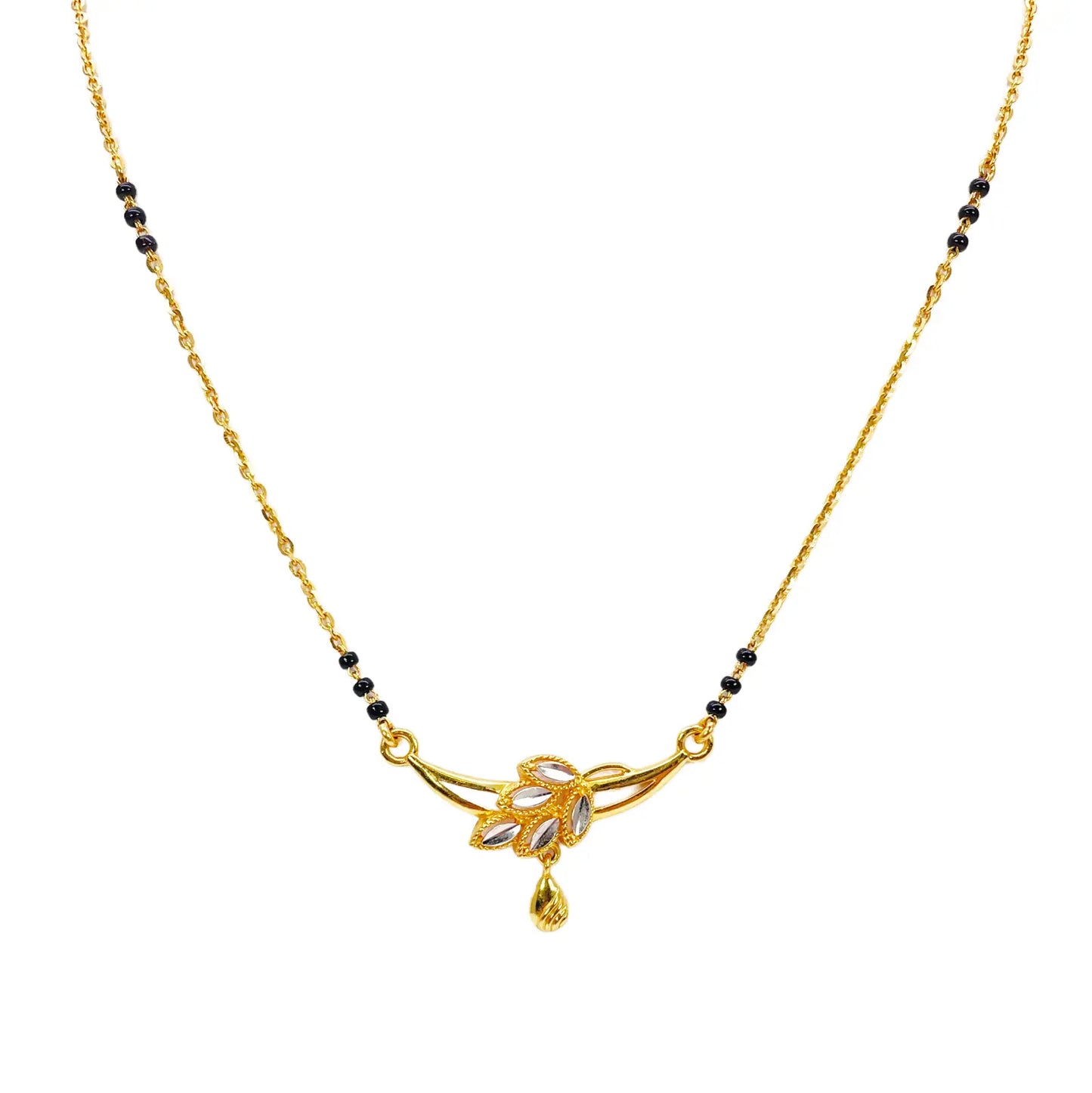 22ct Yellow Gold Mangalsutra Two-Tone Leaf Necklace 18.5'' inches  Mangalsutra Chains