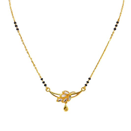 22ct Yellow Gold Mangalsutra Two-Tone Leaf Necklace 18.5'' inches  Mangalsutra Chains