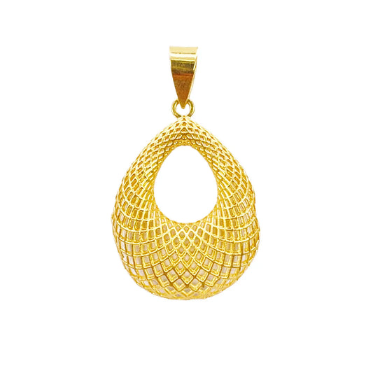 22ct Yellow Gold Mesh Matt Big Oval Pendant 25mm Length 