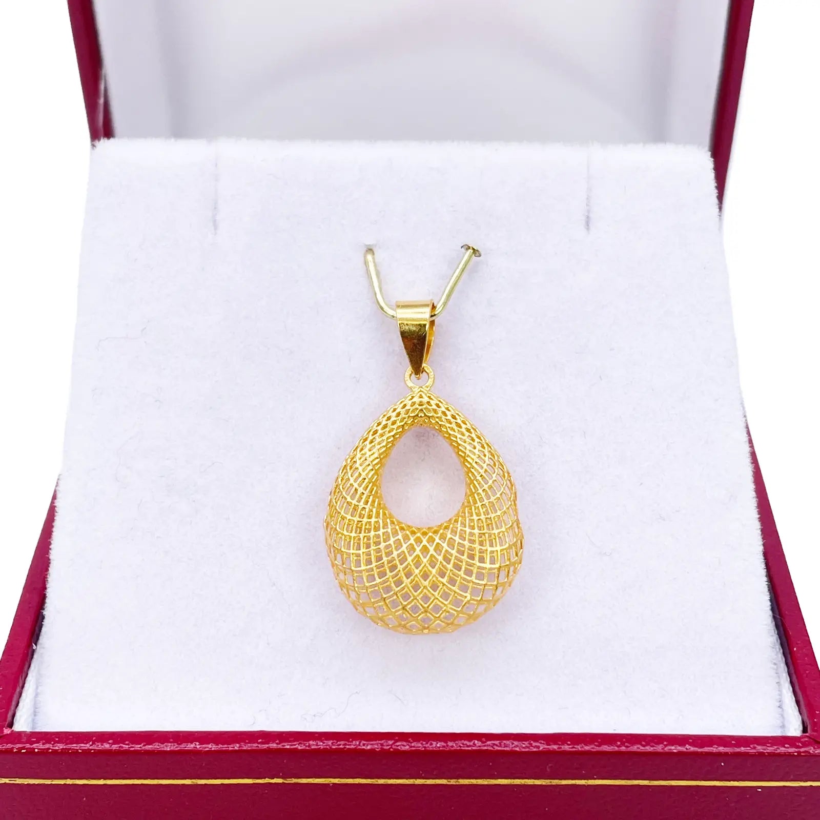 22ct Yellow Gold Mesh Matt Big Oval Pendant 25mm Length 